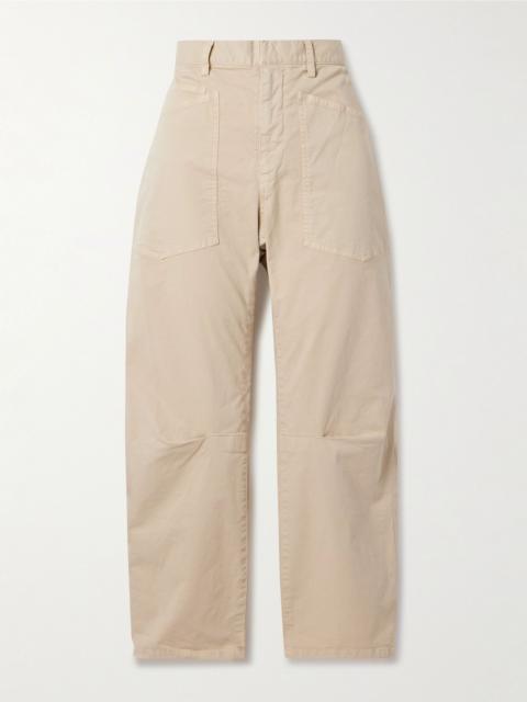 NILI LOTAN Shon cotton-blend twill tapered pants Beige
