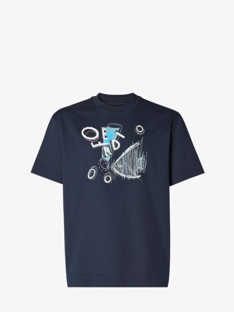 FENDI T-Shirt Dark blue cotton T-shirt
