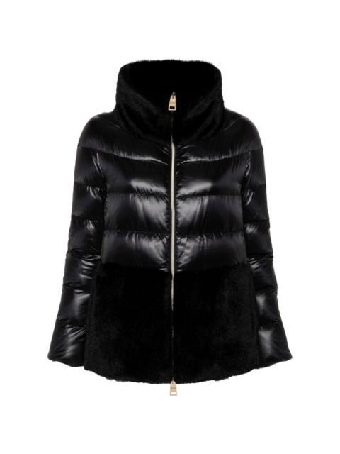 faux-fur quilted down jacket