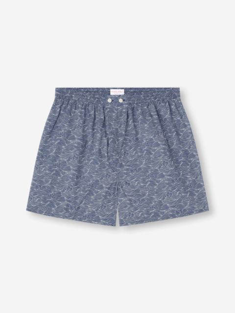 Derek Rose Men's Classic Fit Boxers Cotton Batiste Navy Blue Night Sky Print