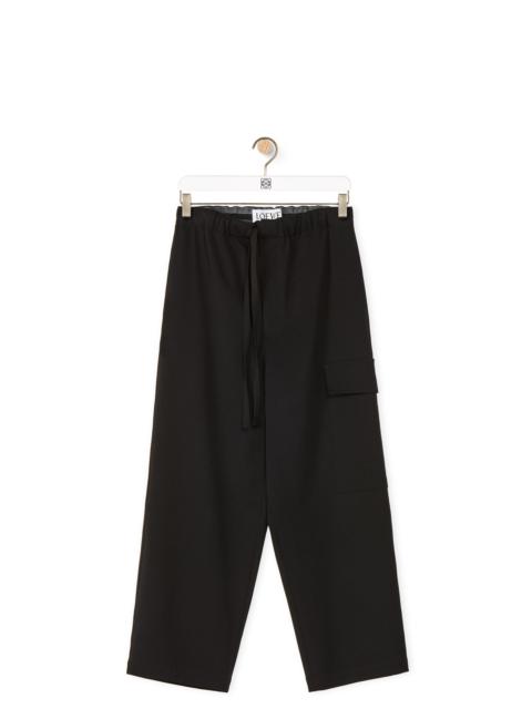 Cropped drawstring trousers in wool