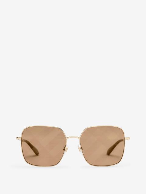 Burberry Metal Check Oversized Square Sunglasses