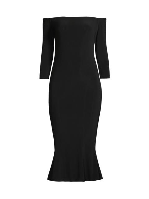 NORMA KAMALI Women's Off-The-Shoulder Fishtail Midi-Dress - Black