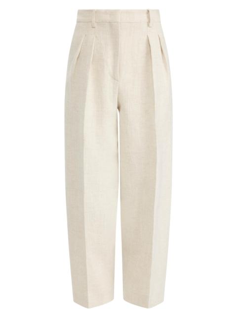 Altuzarra Women's Dash Pleated Linen-Blend Pants - Mortar Melange