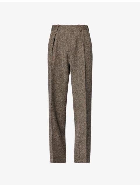 JW Anderson Brand-Patch Straight-Leg Wool Trousers