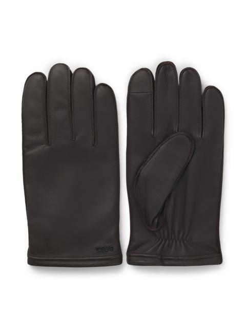 BOSS WOOL-LINED GLOVES IN LEATHER