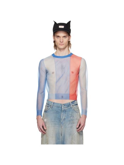 CHARLES JEFFREY LOVERBOY Blue Sheer Sweater