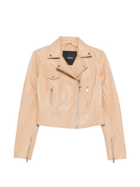 PINKO New Sensible zip-up leather jacket