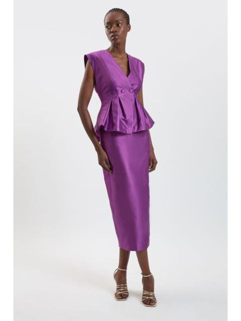 KAREN MILLEN Structured Satin Peplum Midi Dress