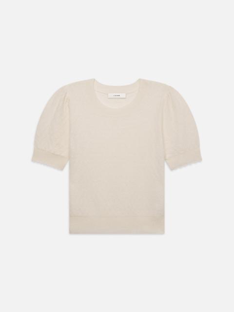 FRAME Pointelle Puff Sleeve Sweater in Cream