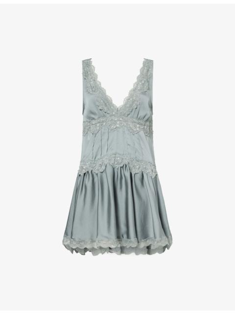 FREE PEOPLE In This Groove Mini Satin Slip Dress
