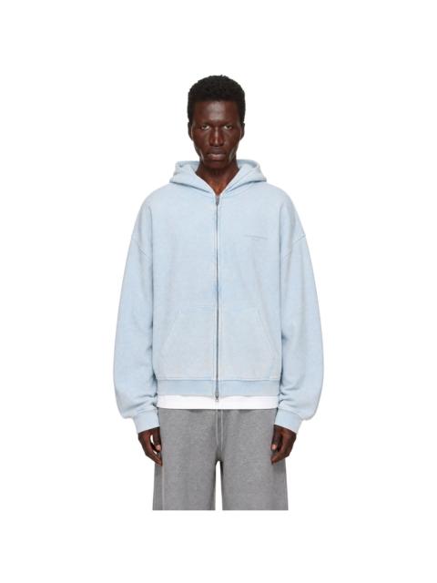 Alexander Wang Blue Crystal Hotfix Oversized Zip-Up Hoodie