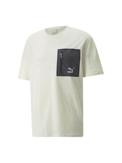 PUMA PUMA Logo Zip Pocket Tee 'White' 535418-65
