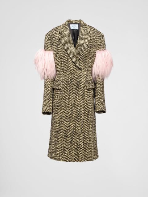 Prada Double-breasted chevron and shearling coat