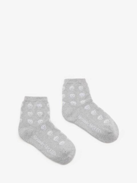 Alexander McQueen Short Skull Socks in Silver