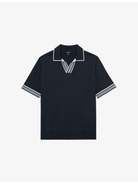 REISS Poole Striped-Trim Stretch-Knit Polo Shirt