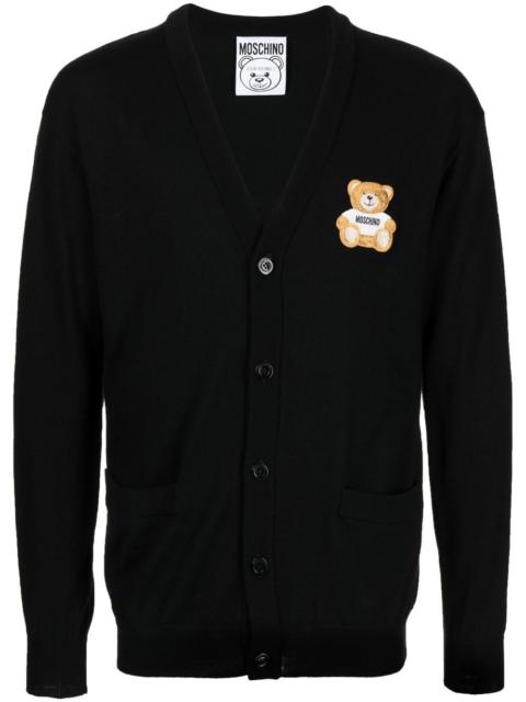 Moschino embroidered-logo virgin wool cardigan