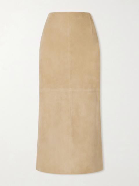 NOUR HAMMOUR Selly suede midi skirt Sand