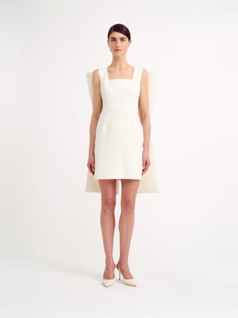 EMILIA WICKSTEAD Drusilla Bow Back Mini Bridal Dress in Ivory Textured Cloque