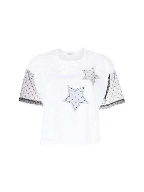 REDValentino lace-trim cropped T-shirt
