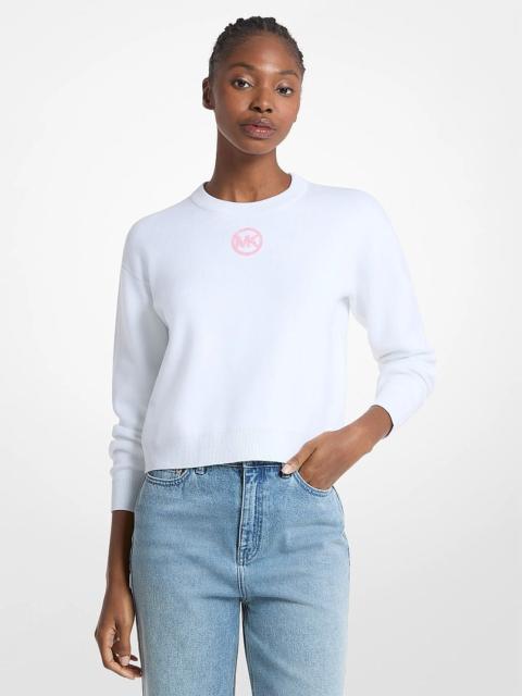 MICHAEL KORS Embellished Logo Cotton Blend Sweater