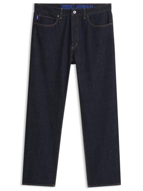 HUGO REGULAR-FIT JEANS IN RINSE-WASHED DARK-BLUE DENIM