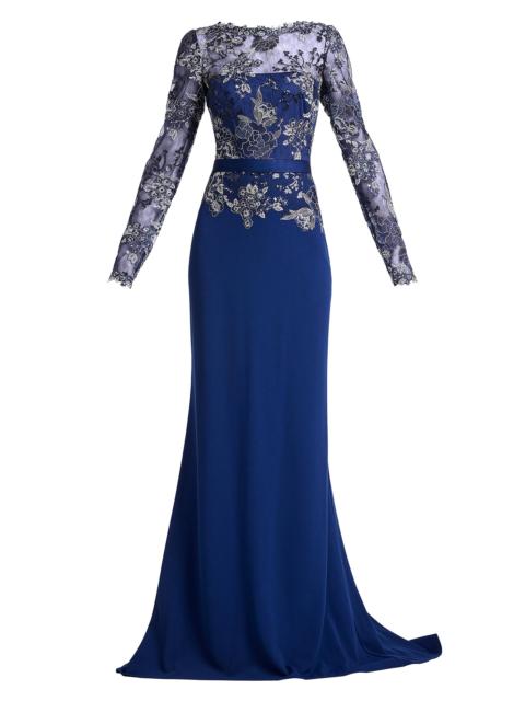 TADASHI SHOJI Women's Floral-Embroidered Lace Gown - Midnight