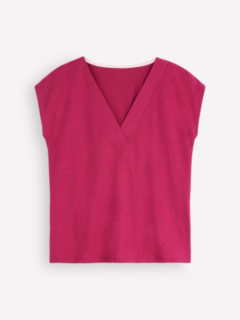 BODEN Imi Supersoft V-neck T-shirt-Beet Red