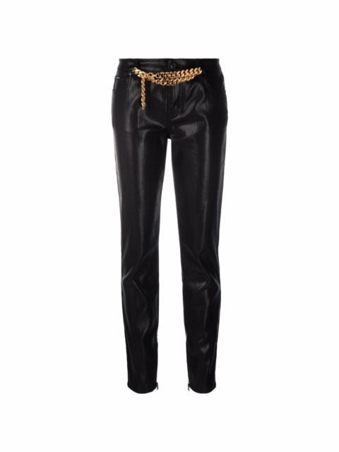 high-shine straight-leg jeans