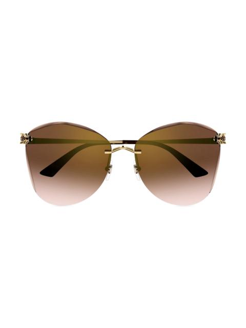 Cartier Women's Panthère Classic 24K-Gold-Plated Butterfly Sunglasses - Brown Gradient