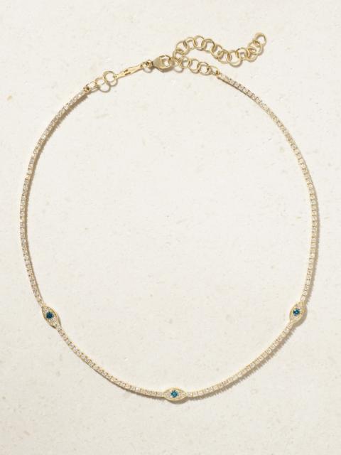 JACQUIE AICHE Twiggy 14-karat Gold, Diamond And Sapphire Necklace