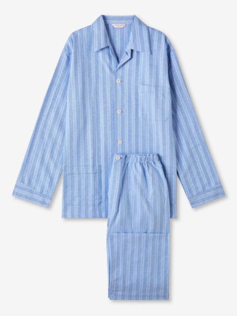 Derek Rose Men's Classic Fit Pyjamas Arran 20 Brushed Cotton Blue