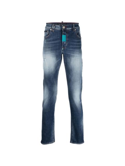 PHILIPP PLEIN logo-patch straight-leg jeans
