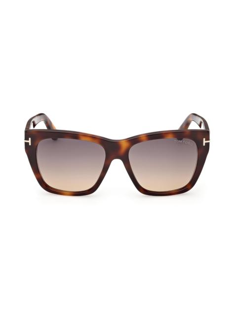 TOM FORD Women's Flynn 55MM Square Sunglasses - Brown