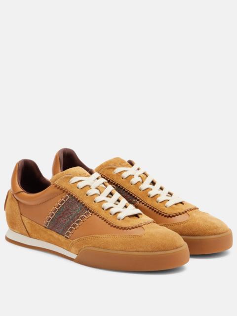 Etro Pegaso suede-trimmed leather sneakers