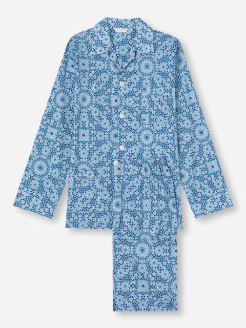 Derek Rose Men's Classic Fit Pyjamas Ledbury 69 Cotton Batiste Blue
