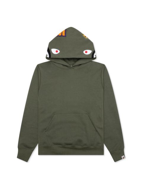 A BATHING APE® SHARK PULLOVER HOODIE - OLIVE DRAB
