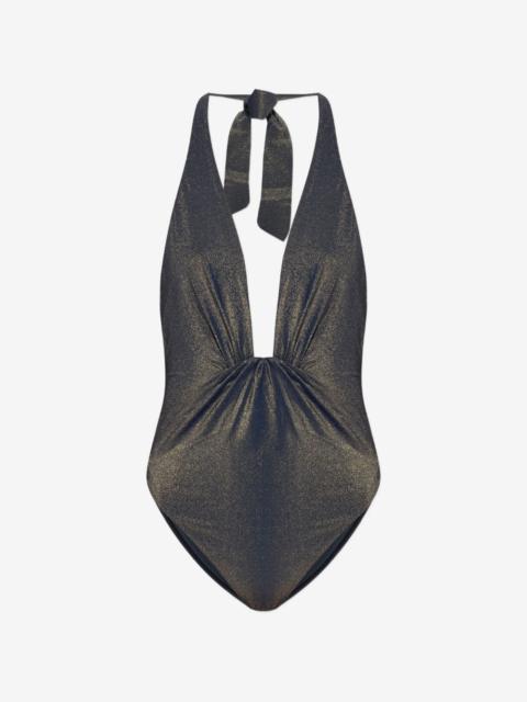 Zimmermann metallic-effect halterneck swimsuit
