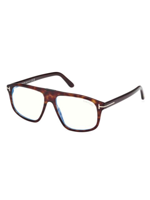 TOM FORD Men's 55MM Pilot Blue Block Glasses - Dark Havana Blue