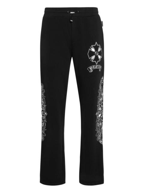 PHILIPP PLEIN chrome-crest-embroidered track pants