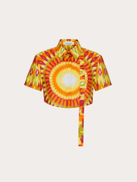 Valentino POPLIN SHIRT WITH ROUND RAIN PRINT