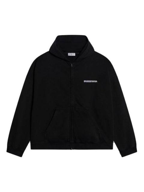 BALENCIAGA Balenciaga Turn Zip-Up Hoodie Wide Fit 'Black' 674719TLVB49034