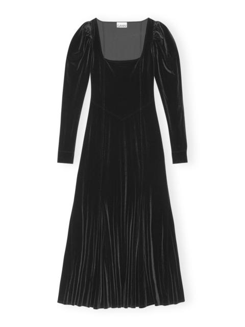 GANNI BLACK VELVET JERSEY MAXI DRESS