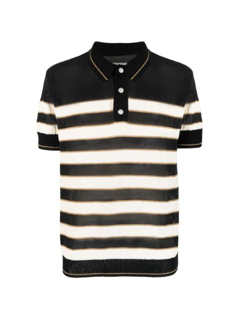 intarsia-logo striped polo shirt
