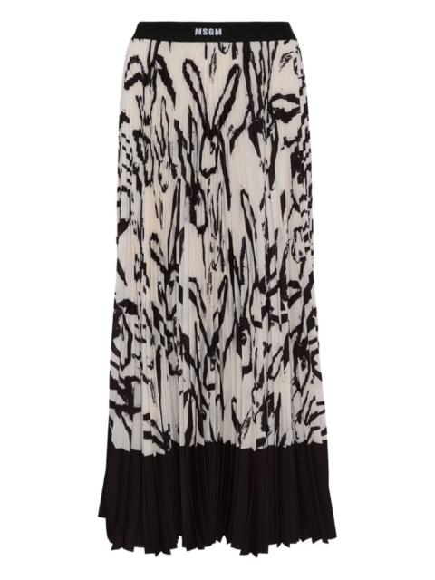 MSGM rabbit-print pleated skirt