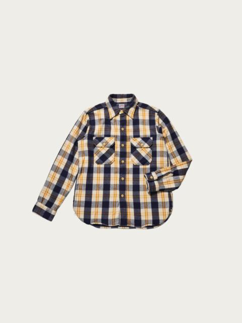 Warehouse & Co. 3104 Flannel Shirt Pattern A - Sax/Off White