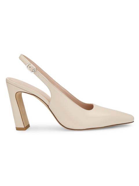 Stuart Weitzman Women's Stassi 85MM Leather Slingback Pumps - Linen