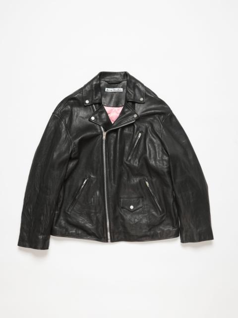 Distressed leather jacket - Black