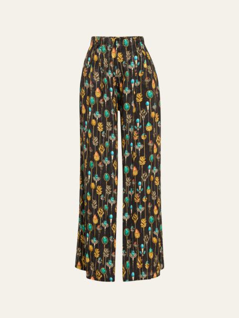 Agua by Agua Bendita Pinon Ornamento Printed Wide-Leg Trousers