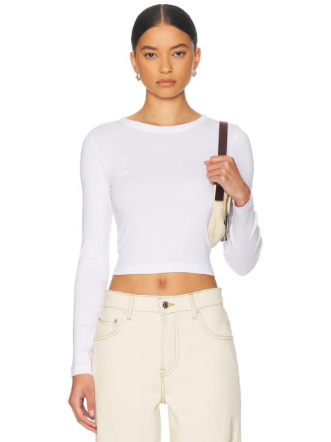 Enza Costa Supima Baby Rib Long Sleeve Cropped Top